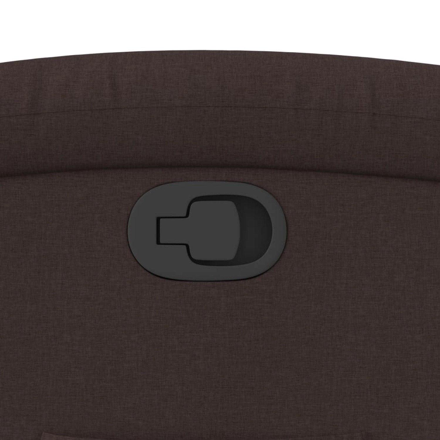 Detailansicht Relaxsessel mit Aufstehhilfe, dunkelbrauner Stoff, Verstellhebel.