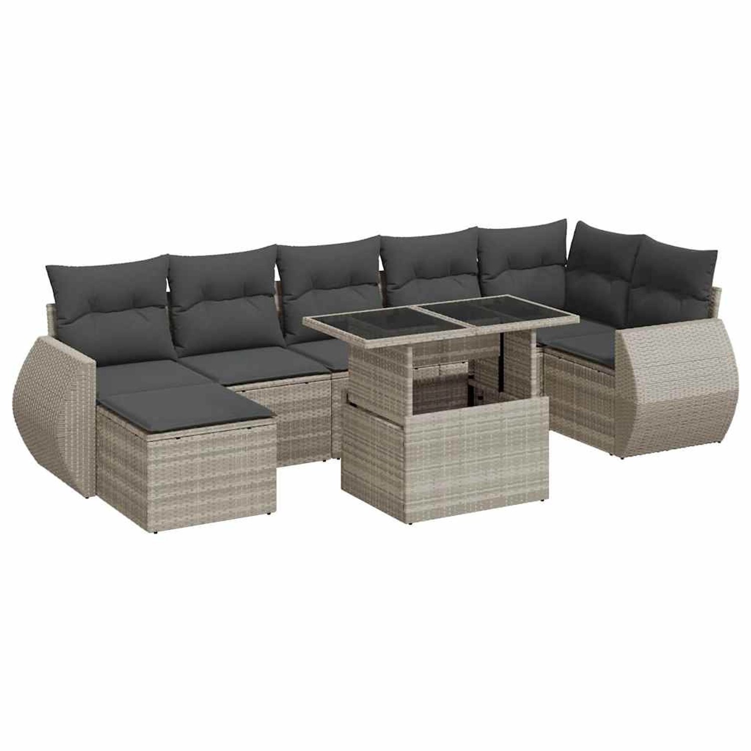 vidaXL 8-Tlg Garten-Sofagarnitur mit Kissen Hellgrau Poly Rattan 3326683 günstig online kaufen