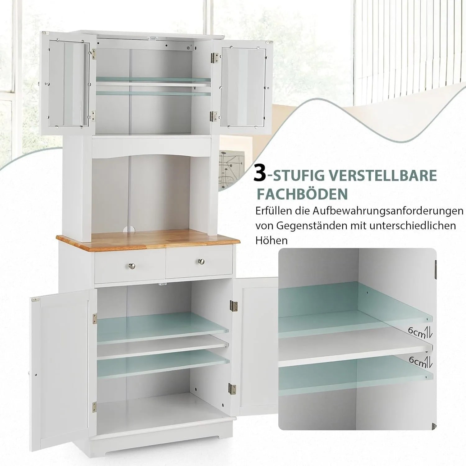 Costway Küchenschrank Buffetschrank Weiß Hoch 170 cm_4