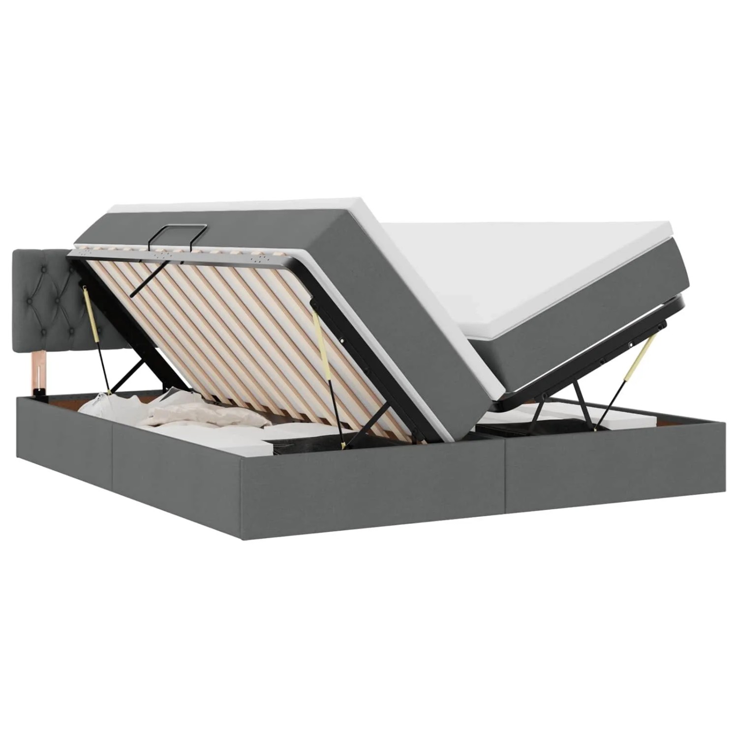 vidaXL Bett mit LED-Lichtleisten Dunkelgrau 180 x 200 cm Stoff 3371574