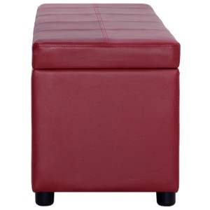 Weinrote vidaXL Bank mit Staufach, 116 cm, Kunstleder, Möbel für Wohnzimmer und Flur.