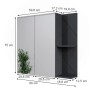 Vicco Badspiegelschrank Irma, anthrazit hochglanz, 80x75 cm, mit offenen Regalen.