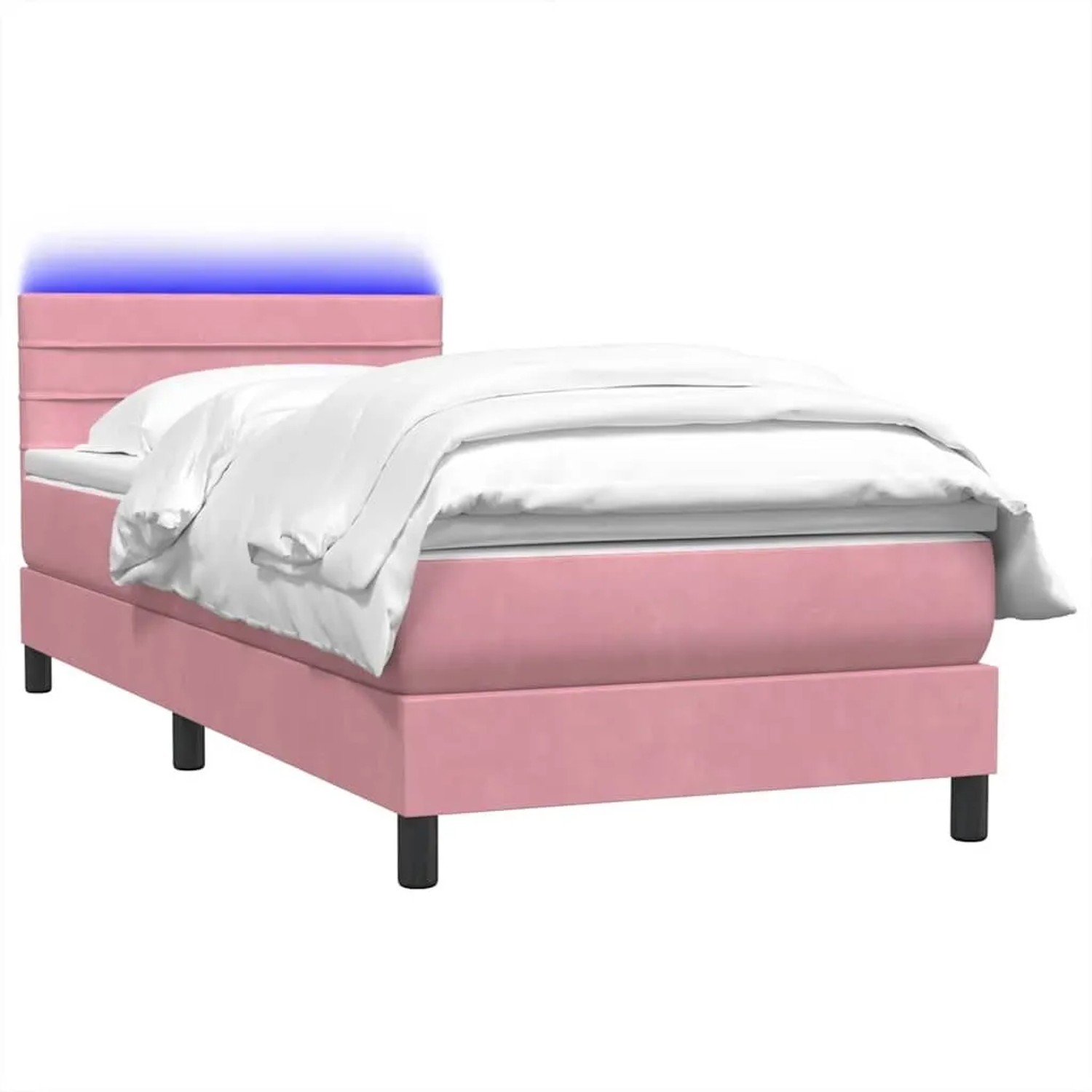 vidaXL Boxspringbett mit Matratze & LED Rosa 100x220 cm Samt 3317018 günstig online kaufen