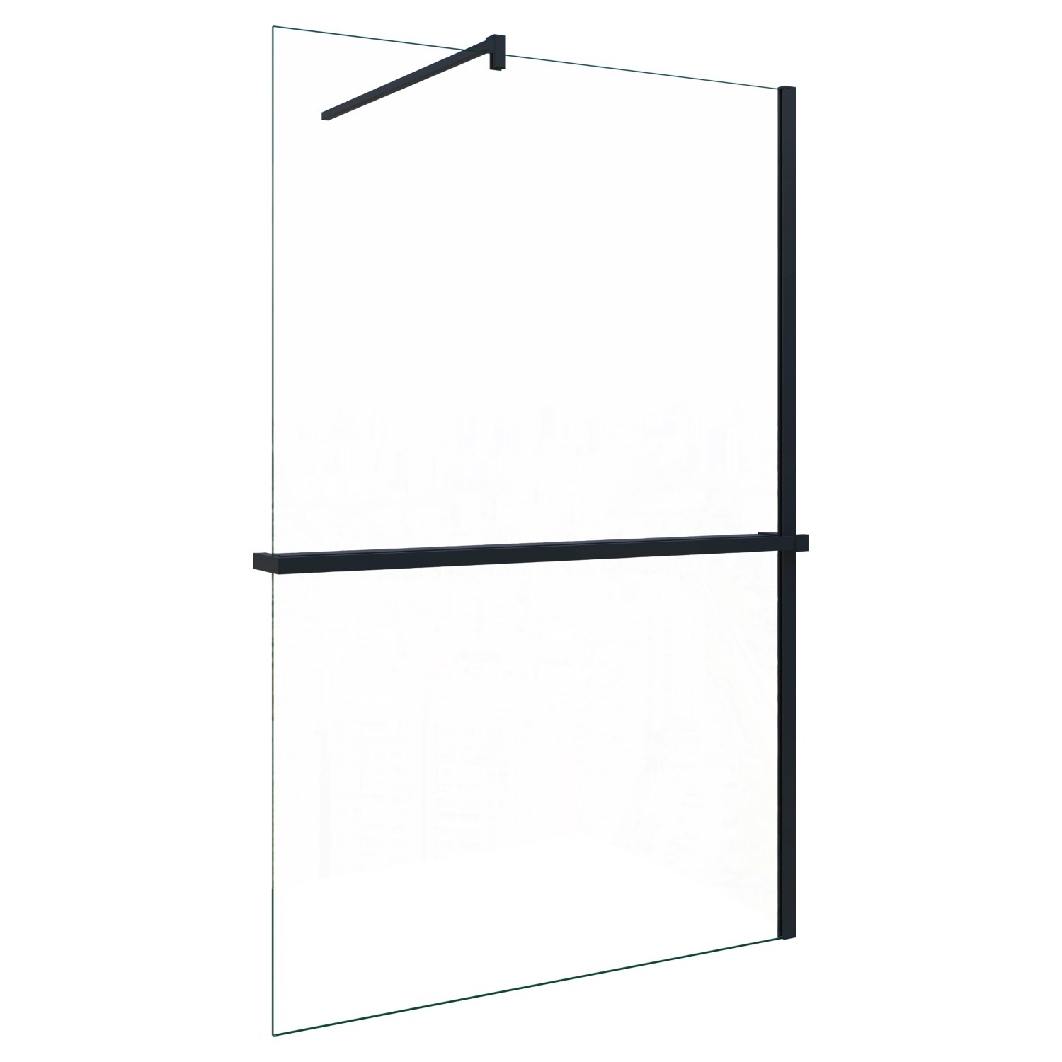 AICA Walk In 80x200cm Schwarz Duschwand mit Stabilisator 8mm NANO ESG-Glas günstig online kaufen