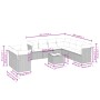 vidaXL Garten-Sofagarnitur, 10-teilig, schwarz, Poly Rattan, mit Maßen. Ideal für Terrasse und Garten.