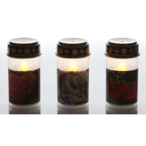 FlowerPower LED-Grablampe Tumba, 3er Set mit verschiedenen Motiven, weiß mit Golddeckel.