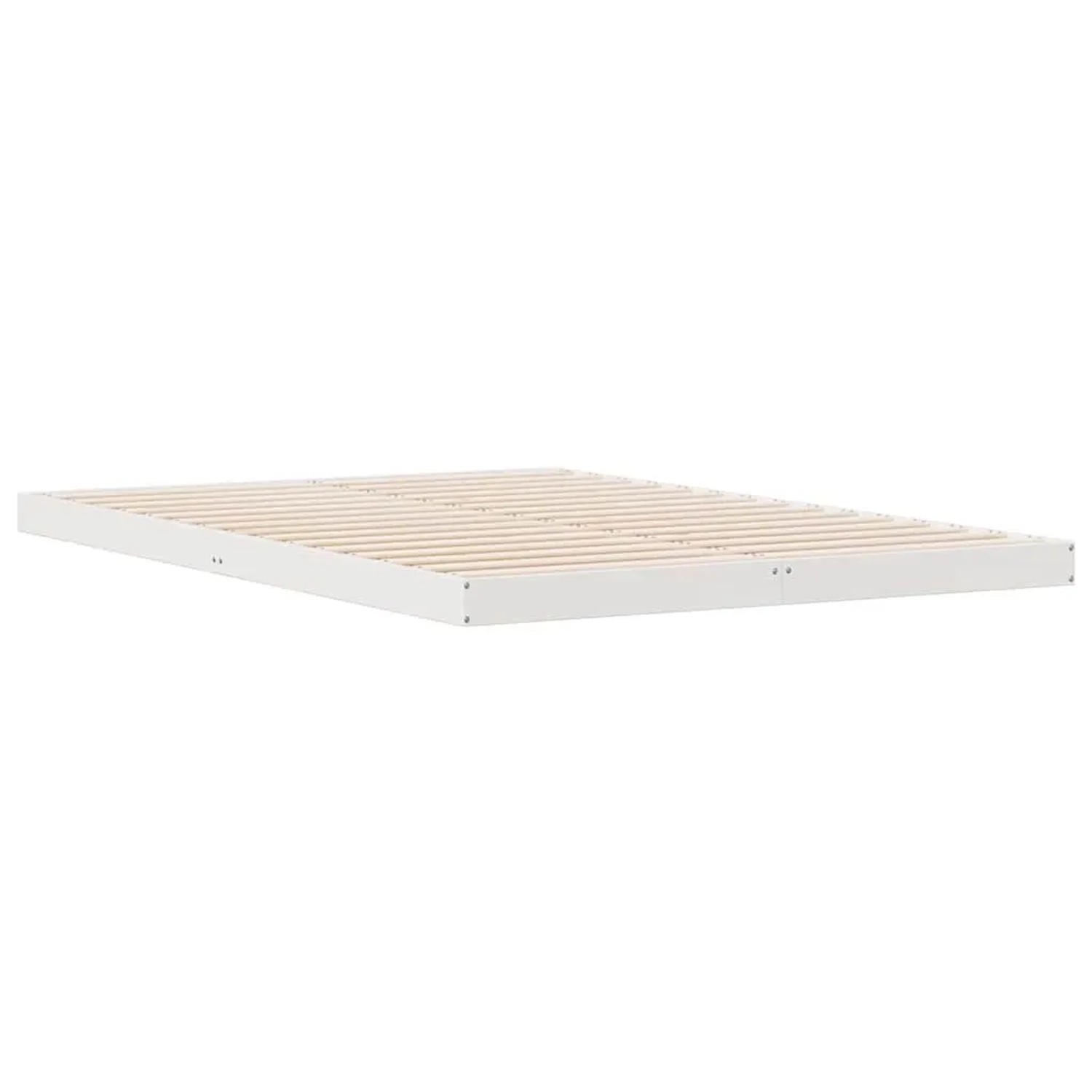 vidaXL Bodenbettrahmen Weiß 213,5 x 104 x 9 cm Massives Kiefernholz 869755
