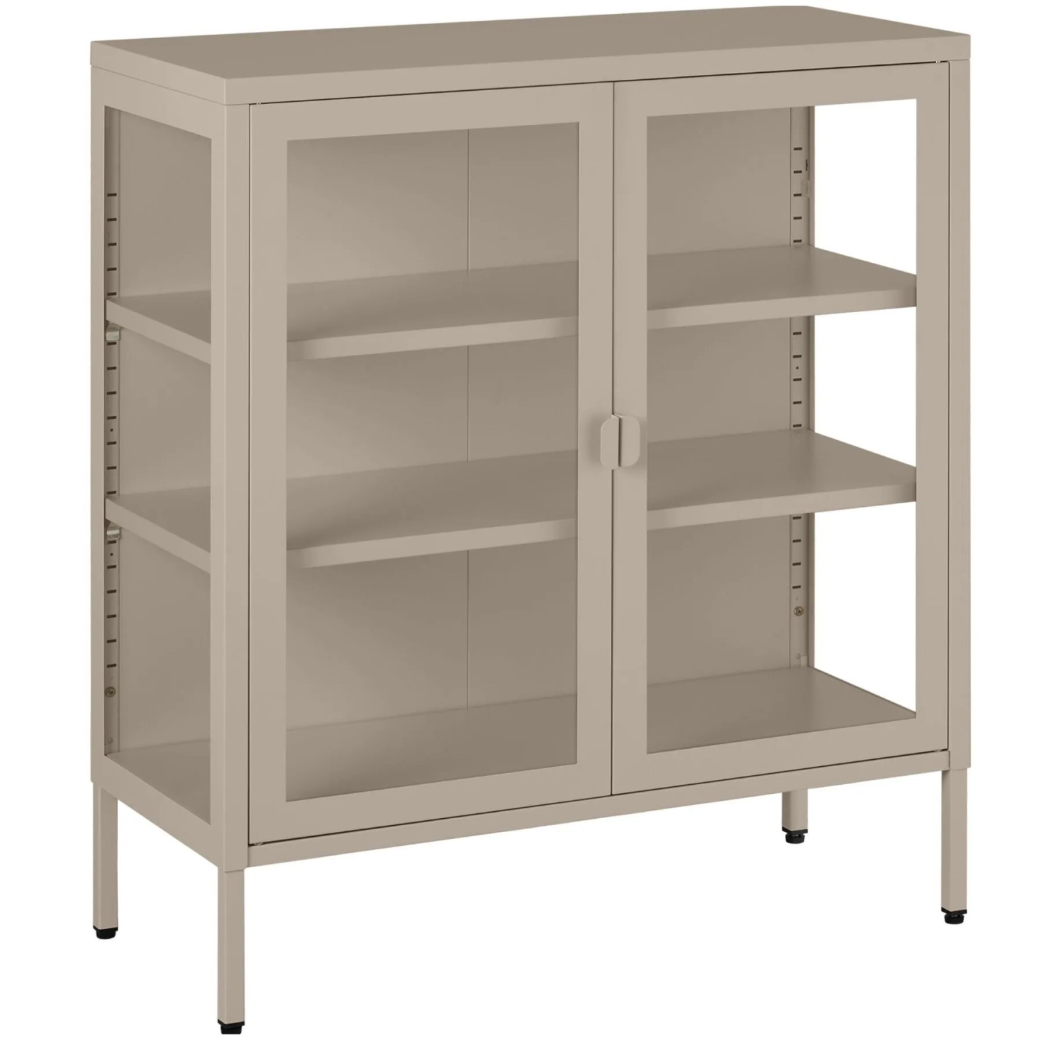 Tectake Metallvitrine Baker Glastüren Mit Magnetverschluss Verstellbare Zwischenböden 80 X 37 X 90 5 Cm Taupe