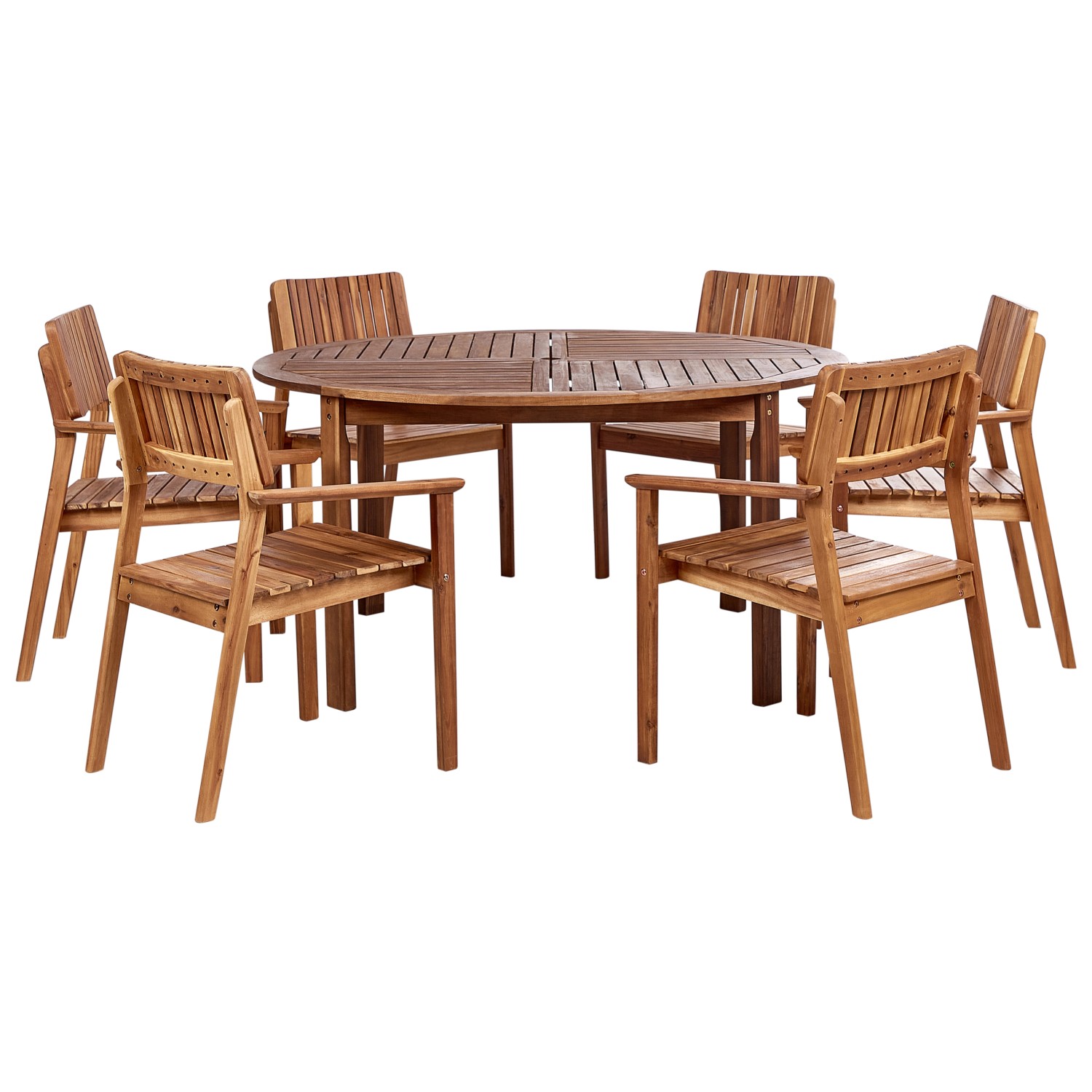 Beliani Gartentisch mit 6 Stühlen AGELLO Heller Holzfarbton günstig online kaufen