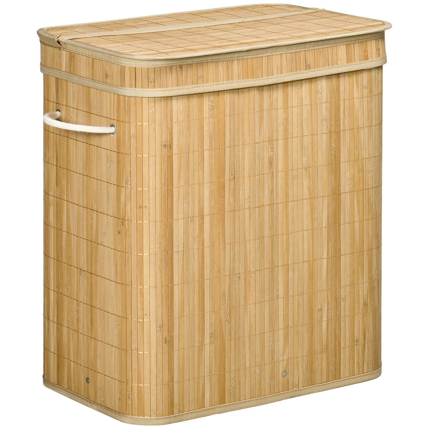 HOMCOM Wäschekorb mit Deckel 90 L Bambus Naturholz 54,2L x 35,2B x 59,5H cm
