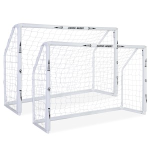 CCLIFE 2er Set Fussballtor mit Torwand 180cm für Garten Training und Spiel für Erwachsene und Kinder 180x60x120cm Weiss