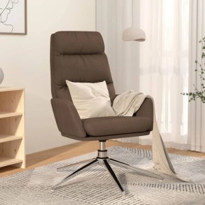 Komfortabler, drehbarer Relaxsessel in Taupe mit Stoffbezug und Metallfuß. Loungesessel für entspannte Stunden.