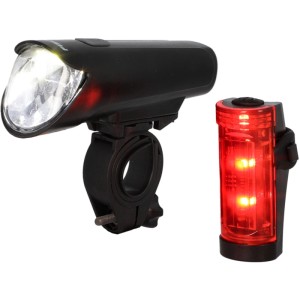 Fischer LED-Akku-Beleuchtungsset mit Front- und Rücklicht für Fahrräder.