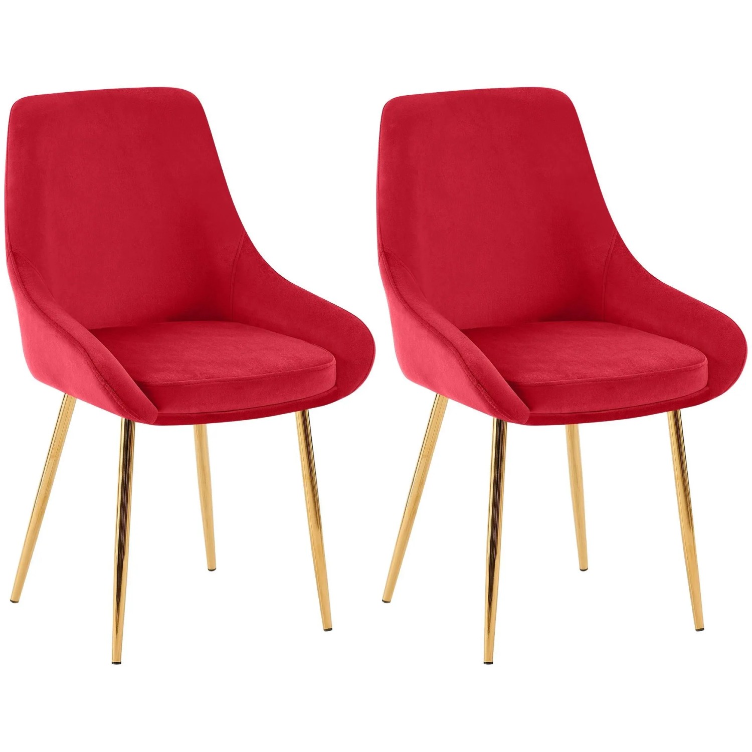 DELUKE 2er Set Esszimmerstuhl PUNAR Samt Rot 50x53x86cm Gold Essstühle Esszimmerstühle Küchenstühle Wohnzimmerstühle