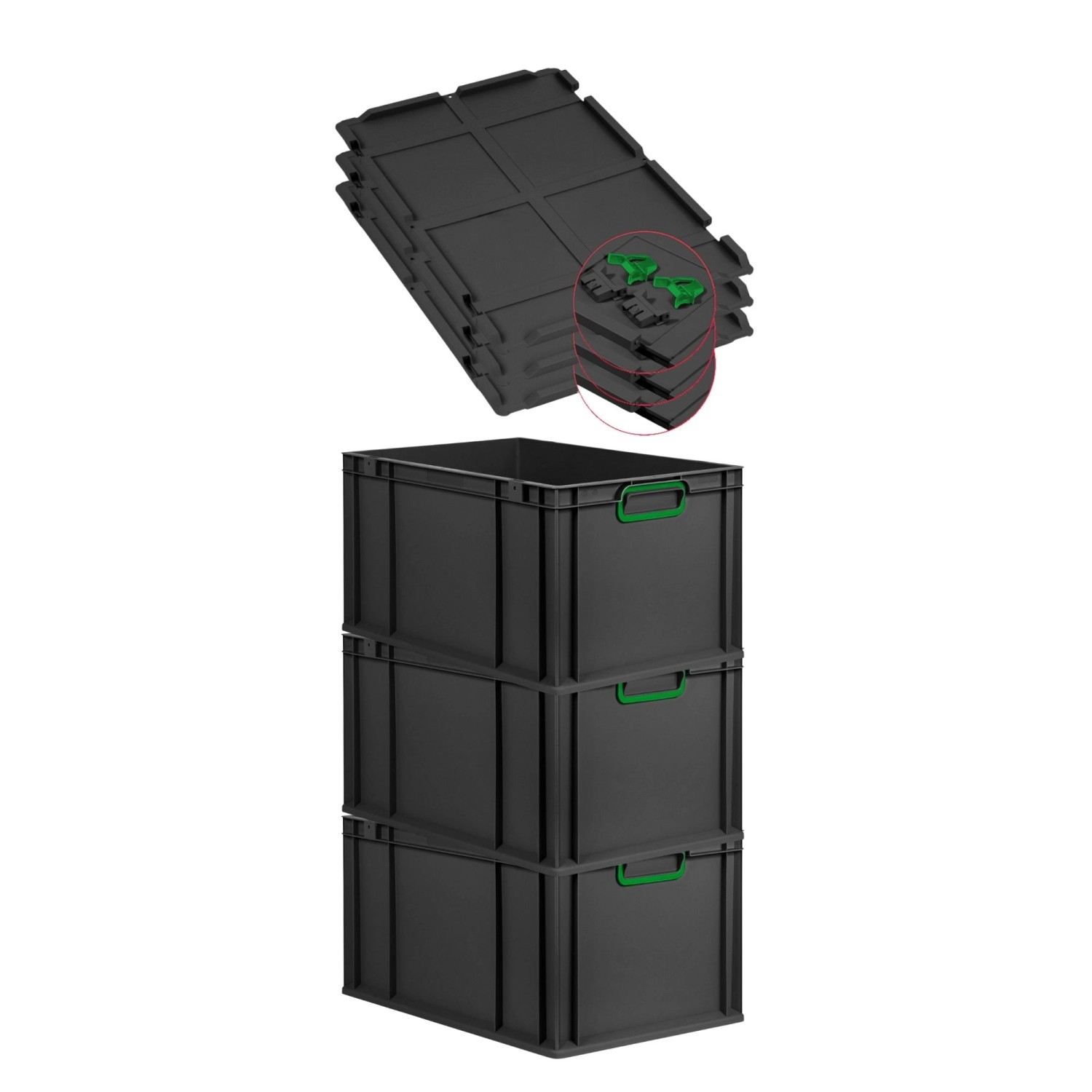 PROREGAL SuperSparSet 3x Eurobox Nextgen Color Mit Scharnierdeckel HxBxT 32 günstig online kaufen
