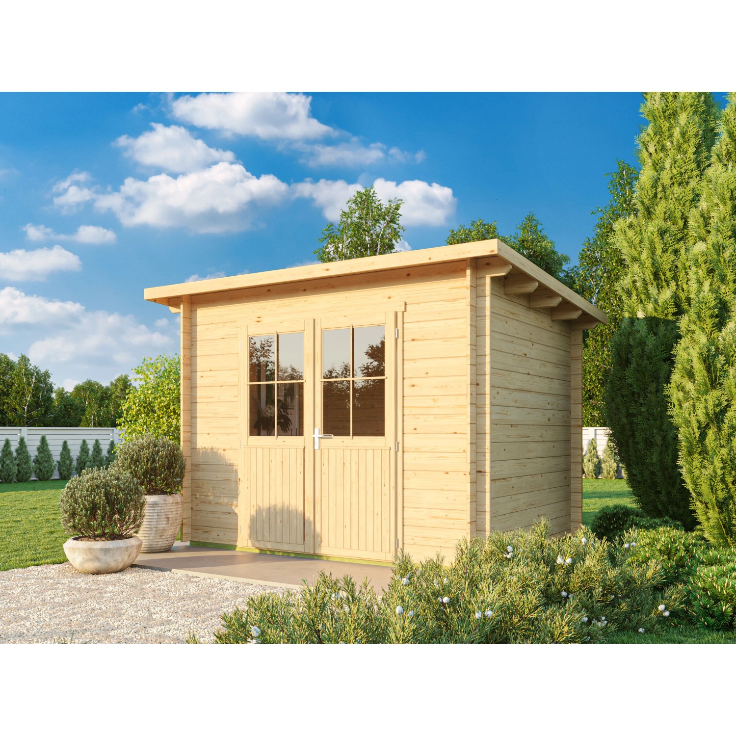 Fjordholz Pultdach Gartenhaus Modell Ezra 2D Unbehandelt günstig online kaufen