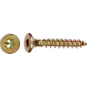 Gelb verzinkte LUX Spanplattenschraube, Senkkopf, TX-Antrieb, 4x16 mm, 200 Stück.