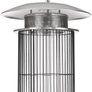 Tepro Terrassenheizer Ventura, schwarz-silberner Heizstrahler mit Edelstahl-Details.