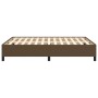 Dunkelbraunes Stoff-Bettgestell 140x190 cm mit Holzlattenrost.