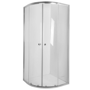 KOLMAN Duschkabine Viertelkreis mit Transparentglas, glänzenden Chromprofilen und Schiebetüren.