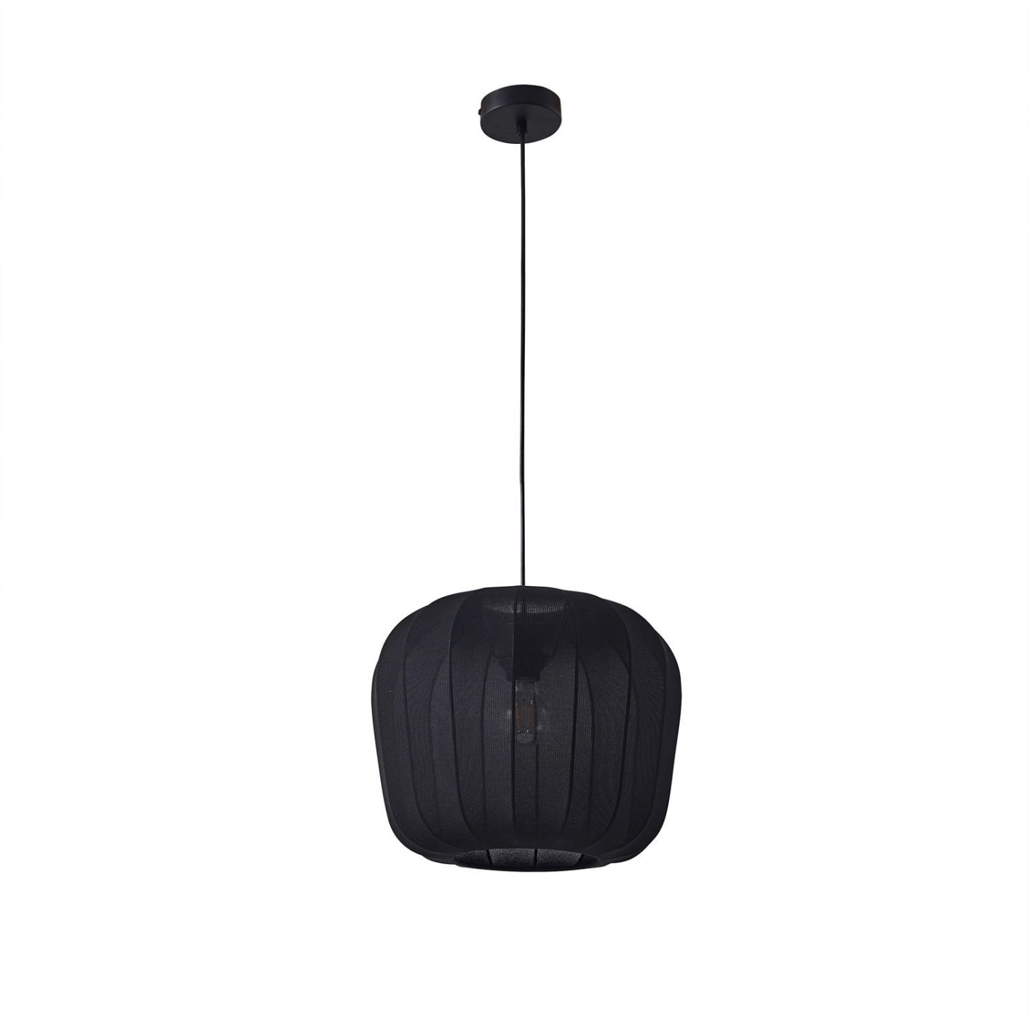 Lindby Pendelleuchte Helin 10030919 Modern in Schwarz aus Textil 1-flammig E27 Wohnzimmerleuchte