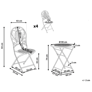 Beliani Gartentisch Set BIVIO Cremeweiß 90x90x93
