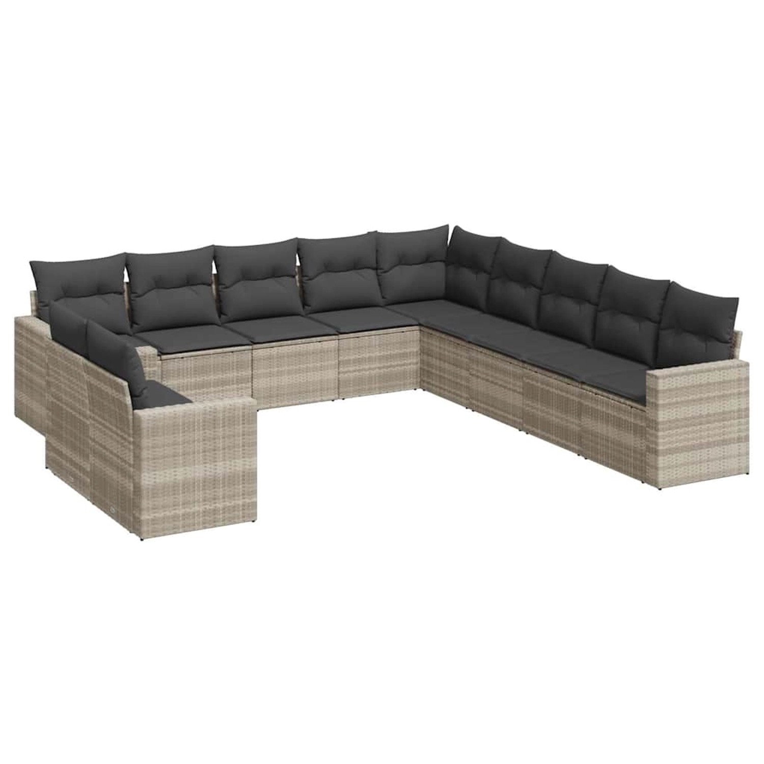 vidaXL 11-Tlg Garten-Sofagarnitur mit Kissen Hellgrau Poly Rattan 3219182 günstig online kaufen