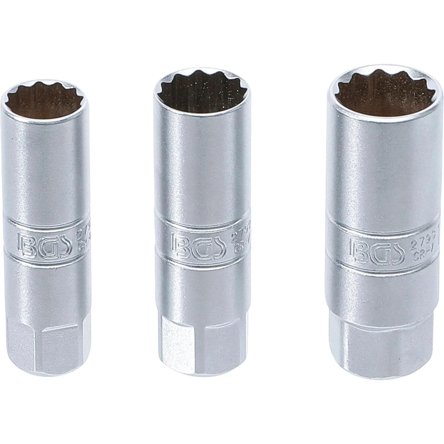 BGS Zündkerzen Einsatz Satz Zwölfkant Antrieb Innenvierkant 10 Mm  3 8 Zoll  SW 14 16 18 Mm 3Tlg  6858