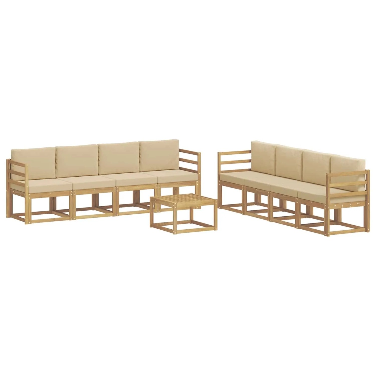 vidaXL Outdoor-Sofagarnitur mit Kissen 9-Tlg Weiß und Beige 3387407