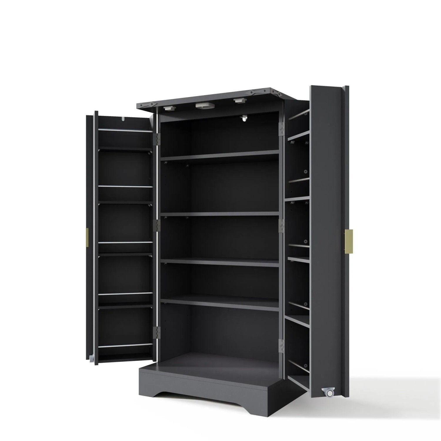 okwish Küchenschrank mit LED Sensorlicht Gewürzregal Verstellbare Regalböden 120x60x40cm Schwarz