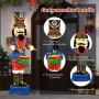185 cm große, beleuchtete Nussknacker-Figur als Soldat in blauer Uniform mit Trommeln. Festliche Weihnachtsdeko.