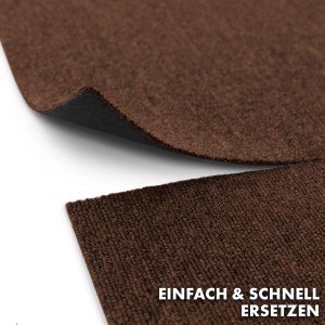 Dunkelbraune KARAT Teppichfliese Moscow meliert, 50x50 cm, pflegeleicht und robust.