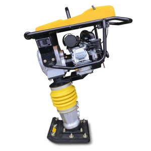 BAMATO Vibrationsstampfer V-85G mit Fahrwerk, gelb/schwarz, für Baumaschinen.