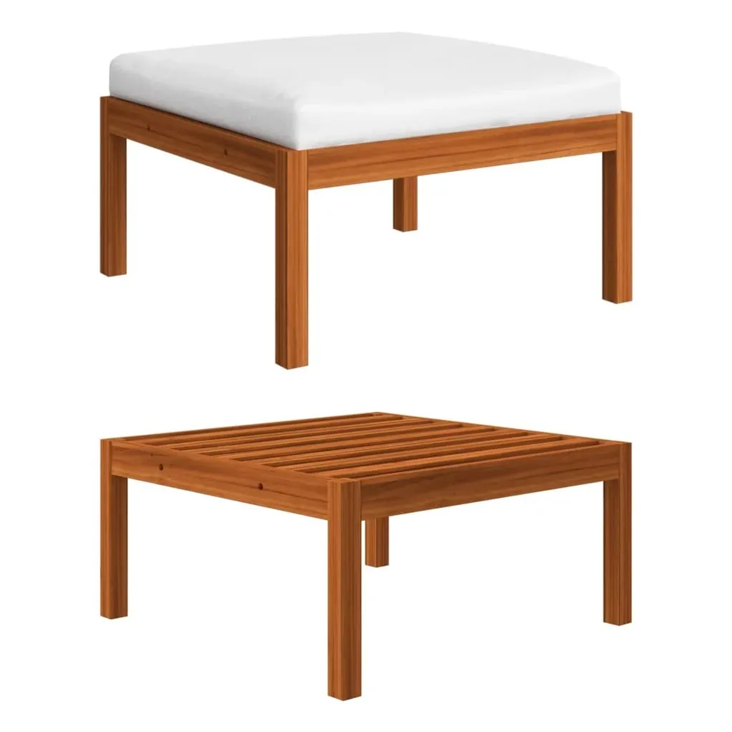 vidaXL Gartenmöbel: Fußhocker aus Akazienholz, mit/ohne Kissen, Teil des Lounge-Sets.