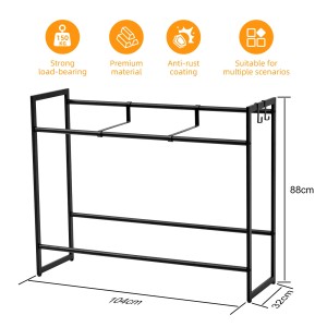 PROREGAL Getränkekistenregal Baldeneysee Inkl. 2 Haken & 2 Auflageträger HxBxT 82x104x32cm Höhenverstellbare Füße 2 Ebenen Schwarz