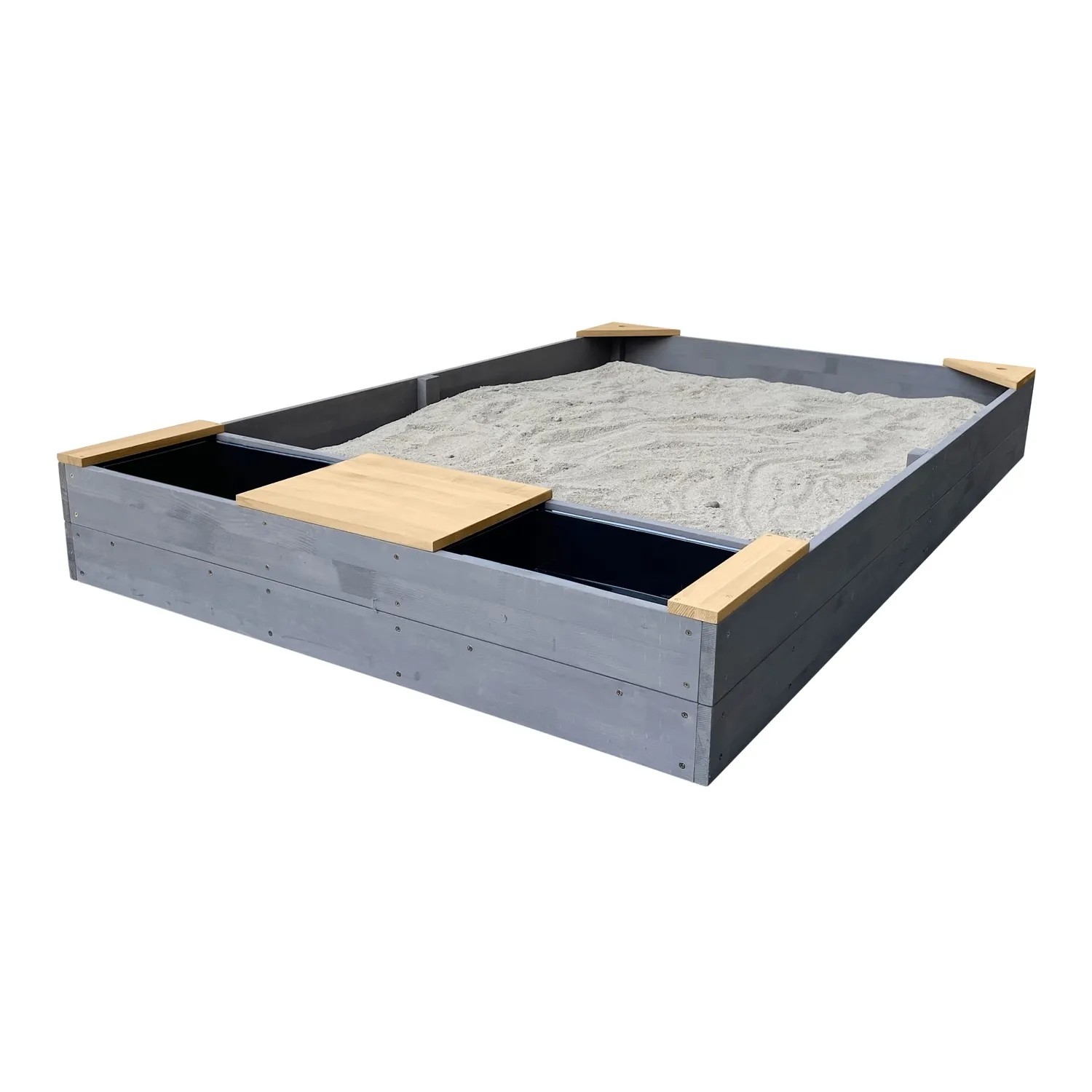 Axi Sandkasten Kelly grau-braun mit Becken, Bank und Sand. Ideal zum Spielen im Garten.