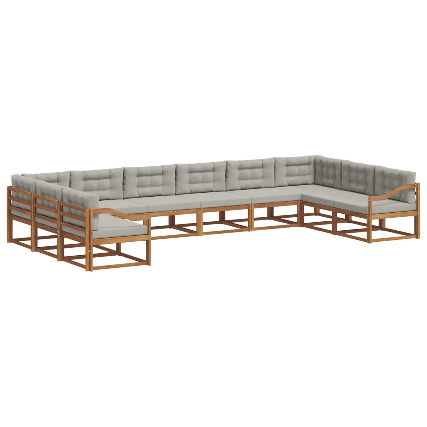 vidaXL Outdoor-Sofagarnitur mit Kissen 10-Tlg Natur und Hellgrau 3368254