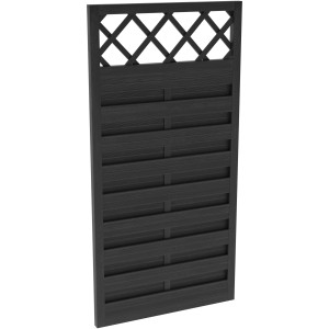 Anthrazitfarbenes Sichtschutzzaun-Element Country, 180x90cm, mit Latten und Gittermuster für den Garten.