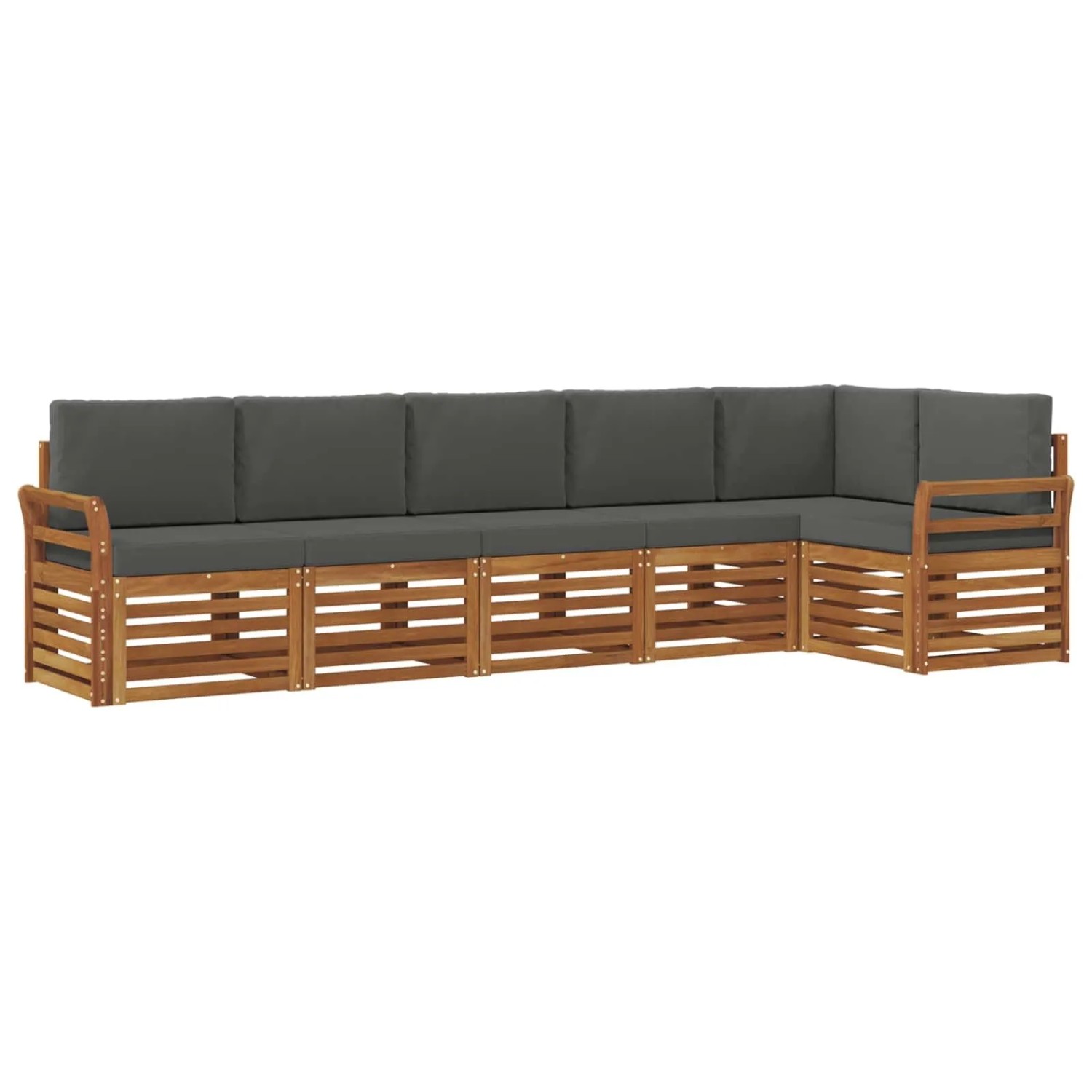 vidaXL Sofagarnituren 6 Tlg Natur und Anthrazit Massivholz Akazie 3374892