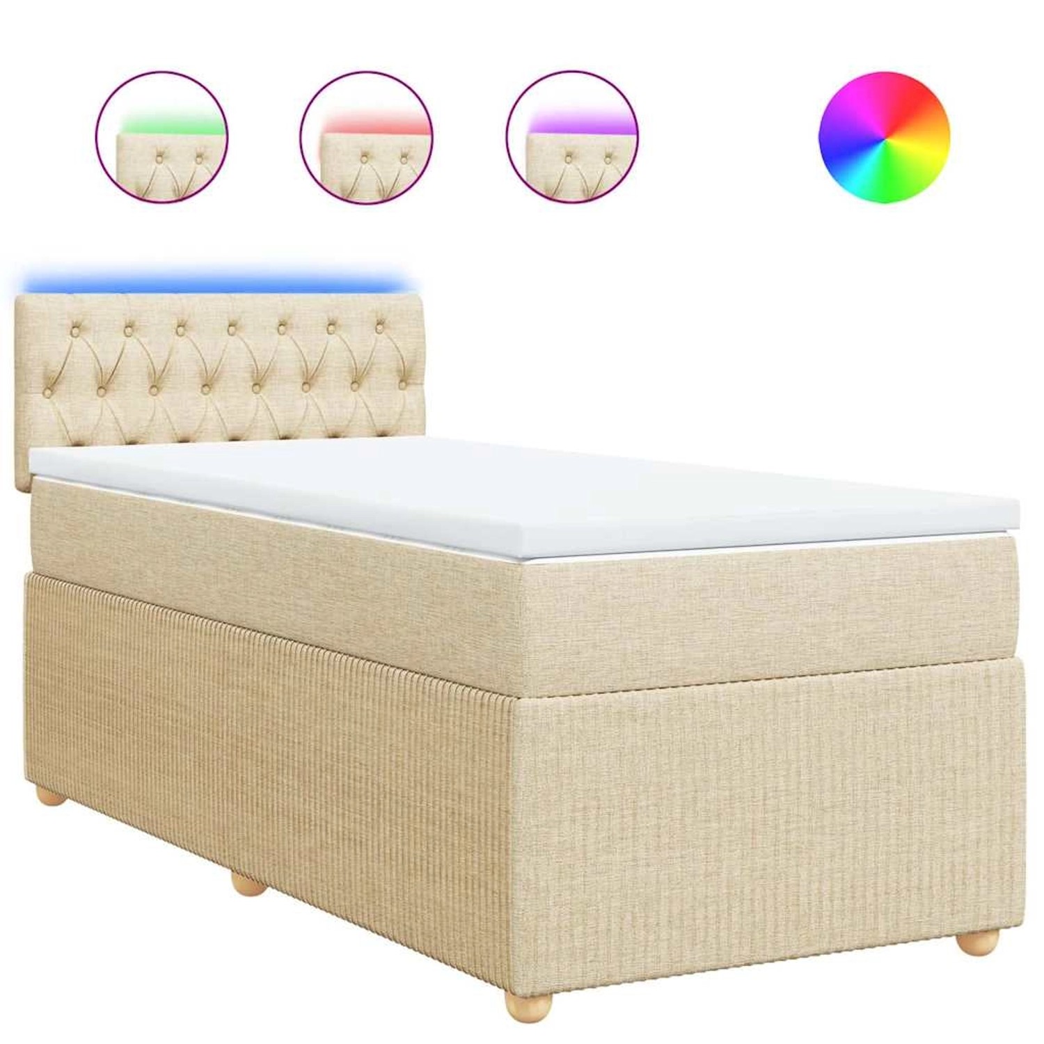 vidaXL Boxspringbett mit Matratze Creme 80x200 cm Stoff 3289595 günstig online kaufen