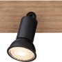 Globo Strahler Drew, 3-flammig, dunkelbraunes Holz, schwarze Spots. Modernes Design für GU10 Leuchtmittel.