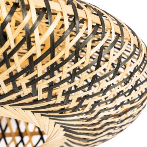 Orientalische Deckenlampe Ostrava von QAZQA, Bambus schwarz/natur, 40 cm Durchmesser.