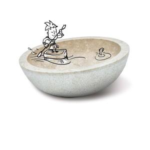 baliv Aufsatzwaschbecken WBA-7040, Ø 40 cm, aus Marmor mit stilisierter Illustration.