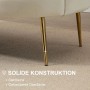 Cremeweißes 2-Sitzer-Sofa mit glänzenden goldenen Metallbeinen auf Teppichboden. Solide Konstruktion.