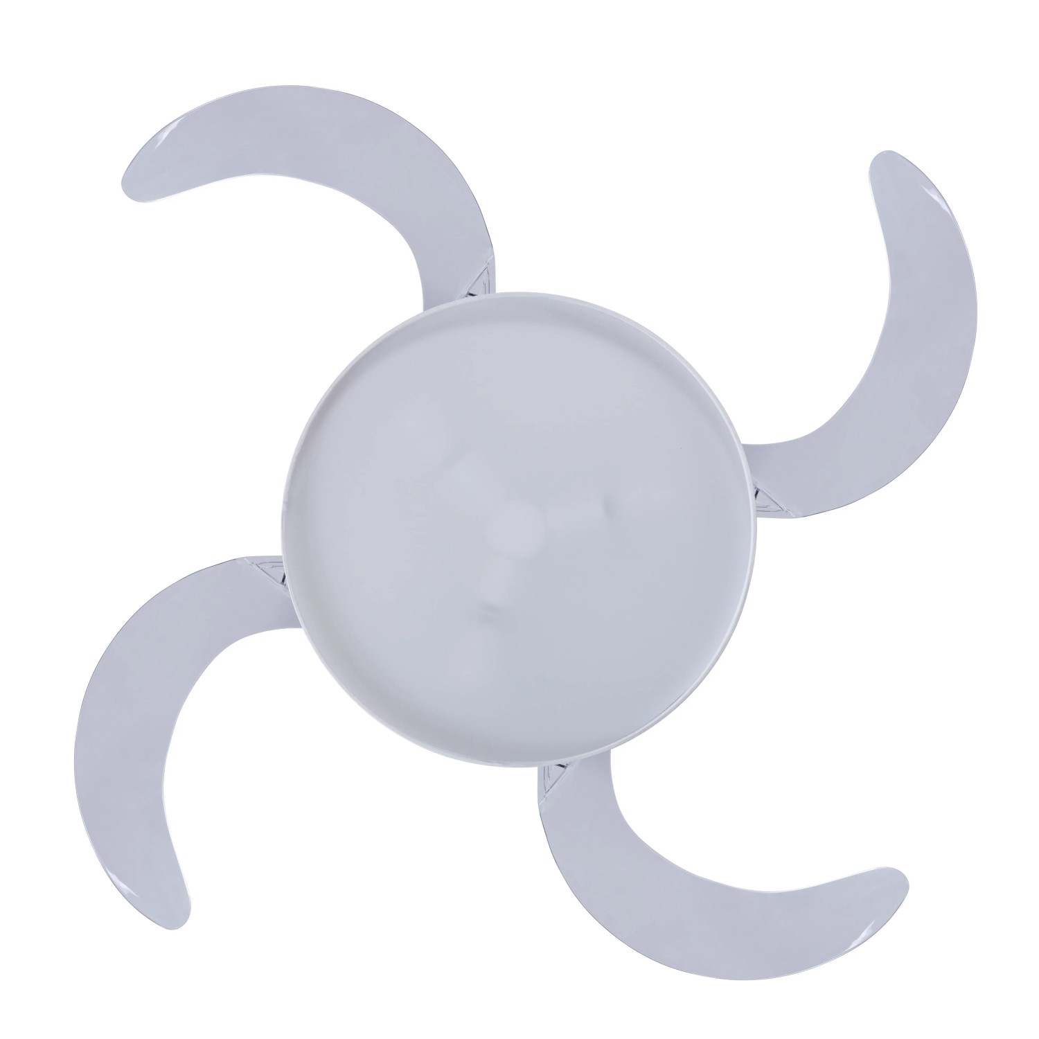 Weißer BEACON Deckenventilator Fanaway Fraser mit transparenten, eingeklappten Flügeln.