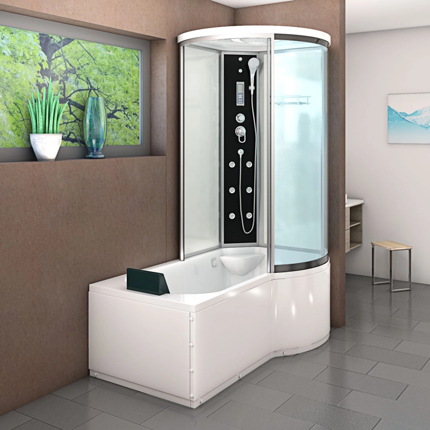 AcquaVapore Duschtempel K55-L01: Kombination aus Badewanne und Dusche 170x100 cm.