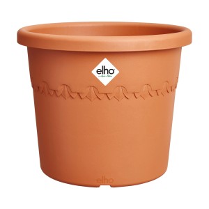 Elho Algarve Cilindro Blumentopf, Ø 48cm, Terrakotta, mit dekorativem Rand.
