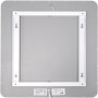 Rückseite der weißen Vasner Infrarotheizung Citara M Plus 1100W mit Wandhalterung.