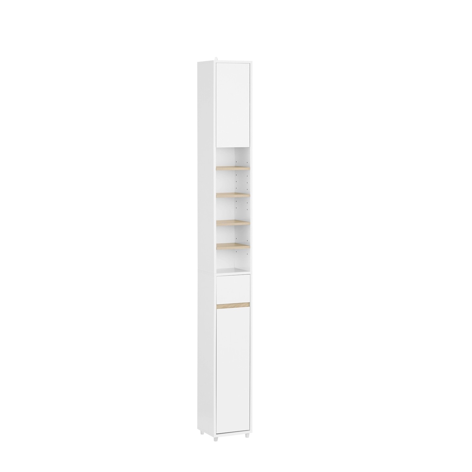 SoBuy Badezimmerschrank mit 5 Fächern und 1 Schublade MDF Weißnatur BZR34-W günstig online kaufen