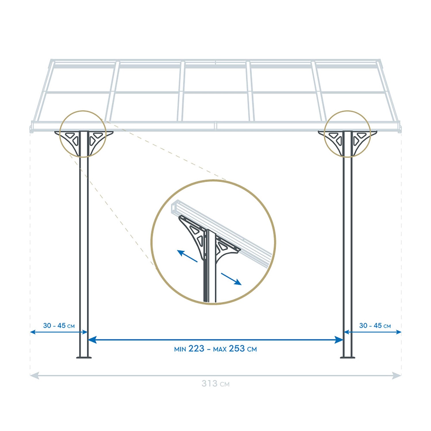 Westmann Alu-Terrassenüberdachung Bruce 313 Weiß 300 cm x 313 cm x 270 cm_8